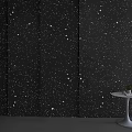 Black Starry Sky Wall Interior Design With Small Round Table And Potted Plant 3d model