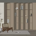 Modern Bookcase Bookshelf Leisure Chair Books 3d model
