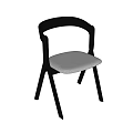 Modern Dining Chairs With Black Wooden Frame And Gray Fabric Seat Cushion