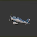 Blue Biplane Model With White Accents And Propeller Design 3d model
