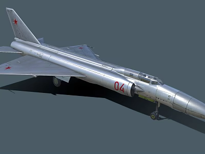 Silver Military Fighter Jet Featuring Red Star Emblem And 04 Number Markings 3d model