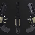 Tactical Pistol With 6x Scope Tactical Flashlight And Black Grip Design 3d model