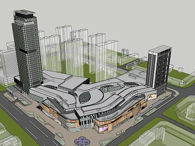Modern Commercial Complex With Tall Buildings Urban Plaza And Architectural Design 3d model