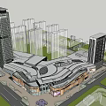 Modern Commercial Complex With Tall Buildings Urban Plaza And Architectural Design