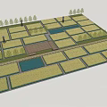 Scenic Rural Farmland Landscape With Grid Like Plots Water Ponds And Trees