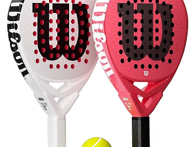 Wilson Padel Rackets White Pink Design With Yellow Tennis Ball Sports Equipment 3d model