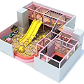 Indoor Children's Playground with Yellow Slide Ball Pit Pink Design Climbing Frames Safety Fences