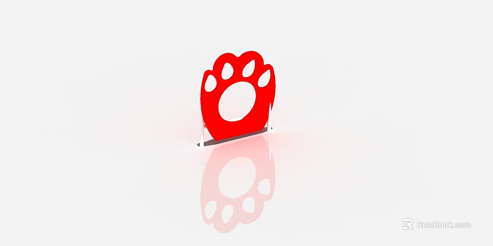 Red Paw Print Decorative Icon With White Background And Reflection Stand 3d model