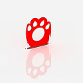 Red Paw Print Decorative Icon With White Background And Reflection Stand 3d model