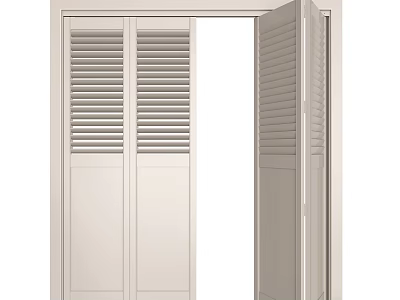Modern Interior Folding Door With Louvered Slats In Light Tone 3d model