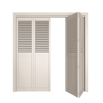 Cream style solid wood shutter flat folding door 3d model