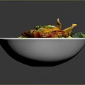 Healthy Fresh Food Bowl With Grilled Chicken Broccoli Red Bell Peppers And Crispy Tortilla Strips