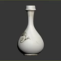 White Ceramic Vase With Decorative Floral Patterns For Home Furniture