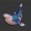 Cute Shark Toy Figure With Blue Pink Color And Smiling Design