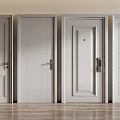 White Interior Hinged Doors With Various Designs In Light Wall Wooden Floor Room