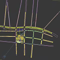 Modern Commercial Complex With Urban Plaza Unique Roof Structure And Night Lighting