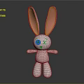 White Rabbit Doll With Long Pink Ears And Unique X Shaped Eye Design