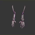 Game Movie Character Adorned With Silver Mechanical Claw Earrings And Metallic Texture Details