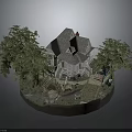 Detailed Miniature House Model With Trees Pathway Porch And Decorative Steps