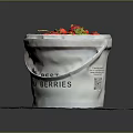 Fresh Ripe Strawberries in White Bucket with Best Berries Label