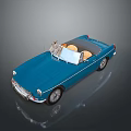 Blue Vintage Convertible Car With Open Top And Yellow Seats Classic Design And Shiny Wheels