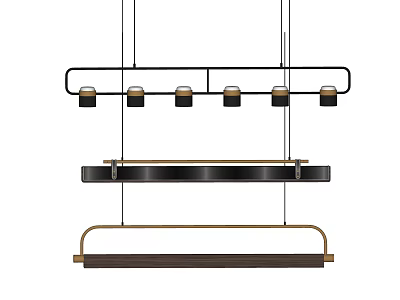 Modern Linear Pendant Lighting Fixtures with Black and Gold Finish and Sleek Design 3d model