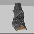 Modern Geometric Design Speaker With Multiple Drivers And Wooden Base Structure 3d model