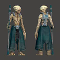 Sci Fi Alien Creature Character With Slim Body Robe Staff And Back Device Design