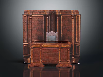Hand Carved Traditional Wooden Screen With Ornate Decorative Patterns And Classic Design 3d model