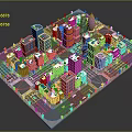 Isometric City Buildings Featuring Colorful Architecture Various Styles Roads And Trees