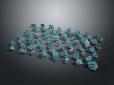 Turquoise Blue Natural Stone Pile With Irregular Shapes And Rough Textures 3d model