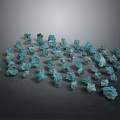 Turquoise Blue Natural Stone Pile With Irregular Shapes And Rough Textures