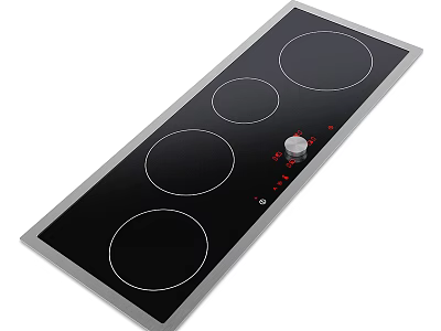 Sleek Modern Kitchen Induction Hob With Black Glass Panel Four Cooking Zones And Knob Control 3d model