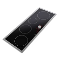 Sleek Modern Kitchen Induction Hob With Black Glass Panel Four Cooking Zones And Knob Control