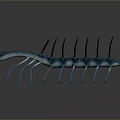 Fictional Blue Creature Character With Spiked Appendages On Dark Background And Reflection