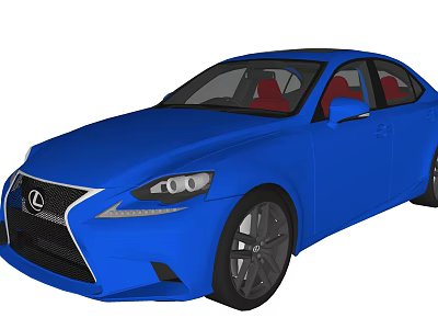 Stylish Blue Lexus Sedan With Modern Design Red Interior And Black Alloy Wheels 3d model