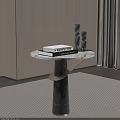 Modern Round Marble Side Table With Architecture Book And Decorative Vases 3d model
