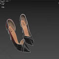 Stylish Pointed Toe Stiletto Heels With Black And Burgundy Cross Strap Design For Women