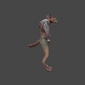 Fierce Game Movie Character With Boar Head Red Mane Sharp Fangs And Leather Armor