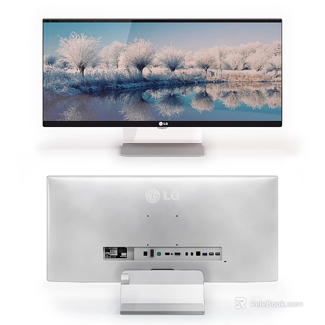 LG Computer Monitor With Clear Screen Display And Back Ports Sleek Stand Design 3d model 