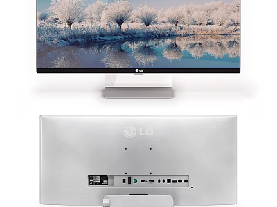 LG Computer Monitor With Clear Screen Display And Back Ports Sleek Stand Design 3d model