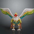 Vibrant Mythical Eagle Creature With Green Yellow Feathers Red Beak And Claws
