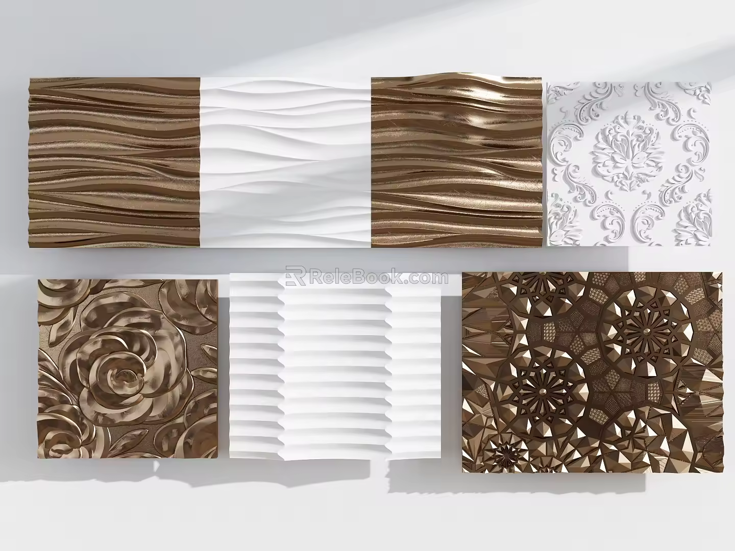 Modern wall wave board 3d model