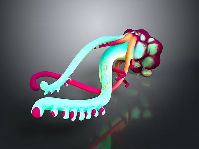 3D Rendered Organ Structure With Hair Like Projections And Vibrant Tubular Design 3d model