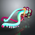 3D Rendered Organ Structure With Hair Like Projections And Vibrant Tubular Design