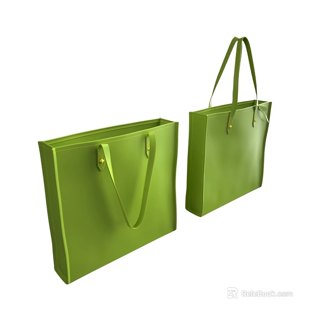 Stylish Green Tote Bags With Practical Design For Everyday Use And Shopping Needs 3d model 