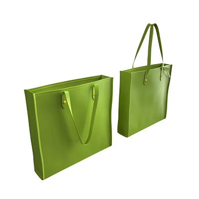 Stylish Green Tote Bags With Practical Design For Everyday Use And Shopping Needs 3d model