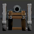 Vintage Cannon Weapon With Wooden Wheels Metal Barrel And Decorative Silver Accents