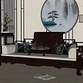 Chinese-style Luohan Bed Carved Luohan Bed 3d model