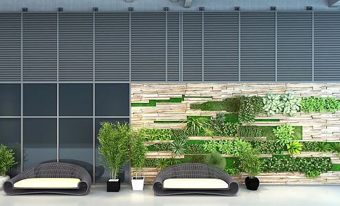 Modern Plant Wall Green Plant Wall Modeling Wall Outdoor Seats 3d model